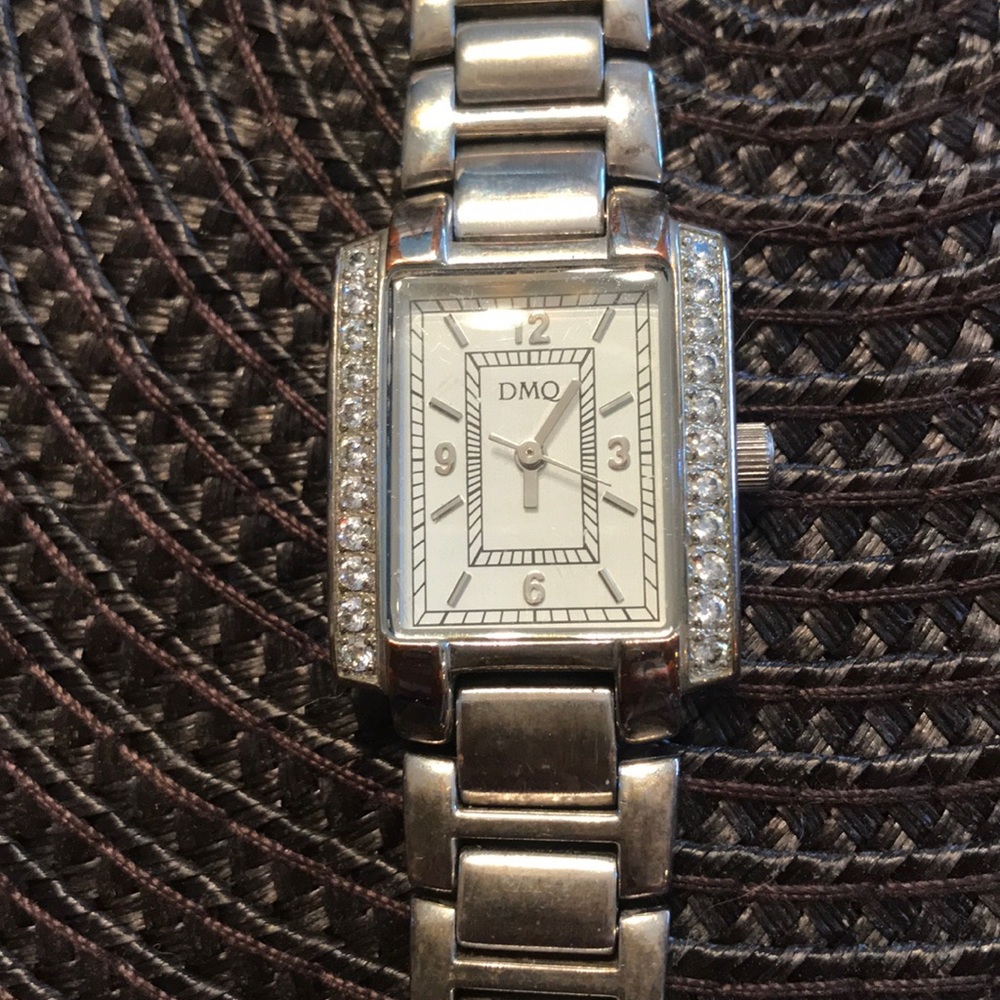 Used Diamonique Tank Stainless Steel watch